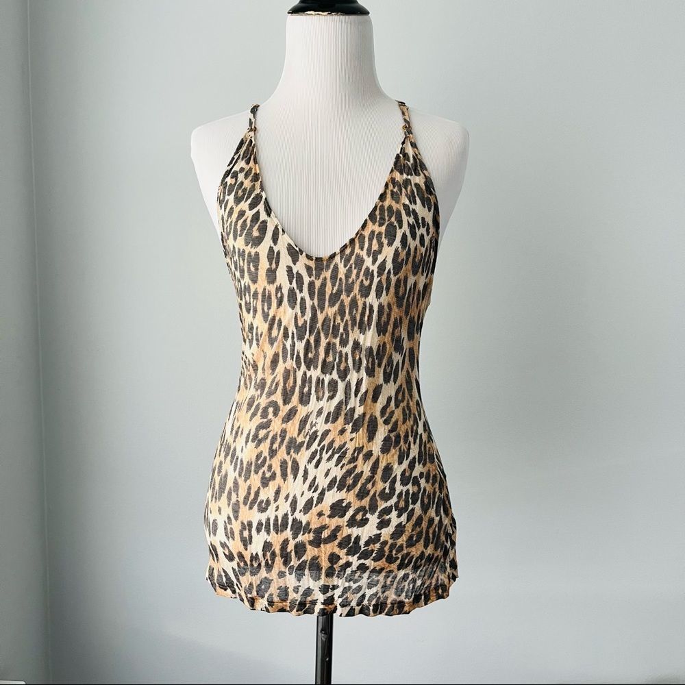 VICTORIAS SECRET Sheer Leopard Tank Top Medium